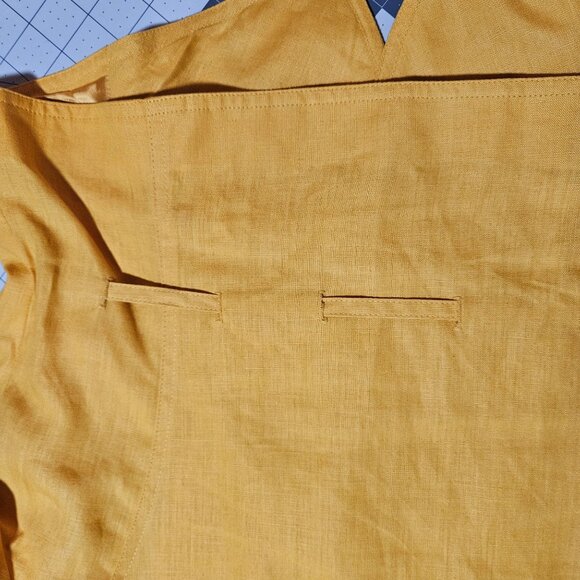 Easter Linen Yellow Blazer Jacket Ellen Tracy Petite Womens Long Sleeves Fully L - Picture 12 of 15